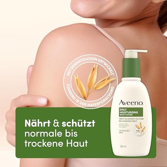 Aveeno Daily Moisturising Body Lotion - Provides 48h Moisture, Protects Against Moisture Loss, Strengthens the Skin Protection Barrier and Nourishes Normal to Dry, Sensitive Skin, 300 ml - Image 2